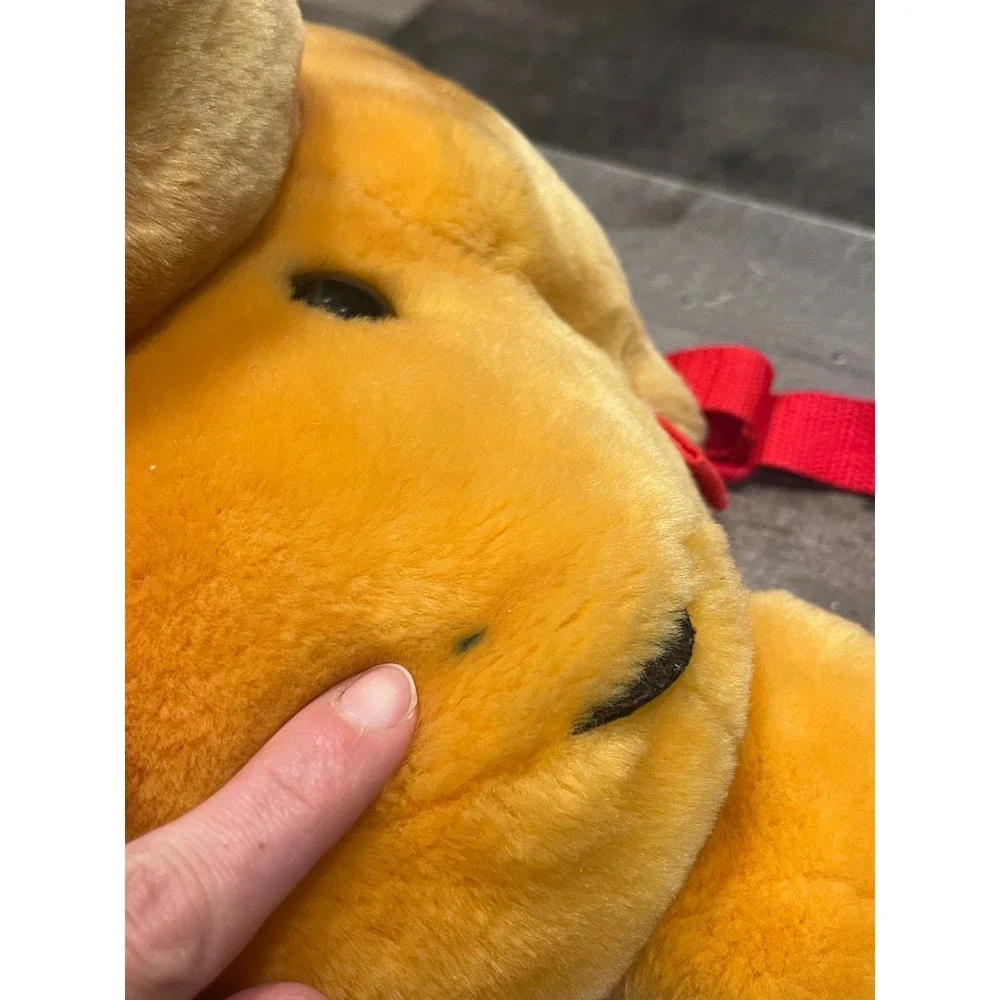 Disney Store Winnie the Pooh Plush Character Head Backpack Yellow Red Straps